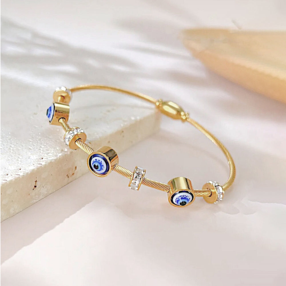 Aura Shield: Slim Twisted Cable Evil Eye Bracelet