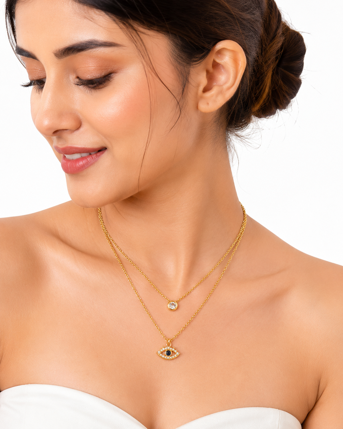 Golden Evil Eye Layered Necklace – Premium Anti-Tarnish Jewellery