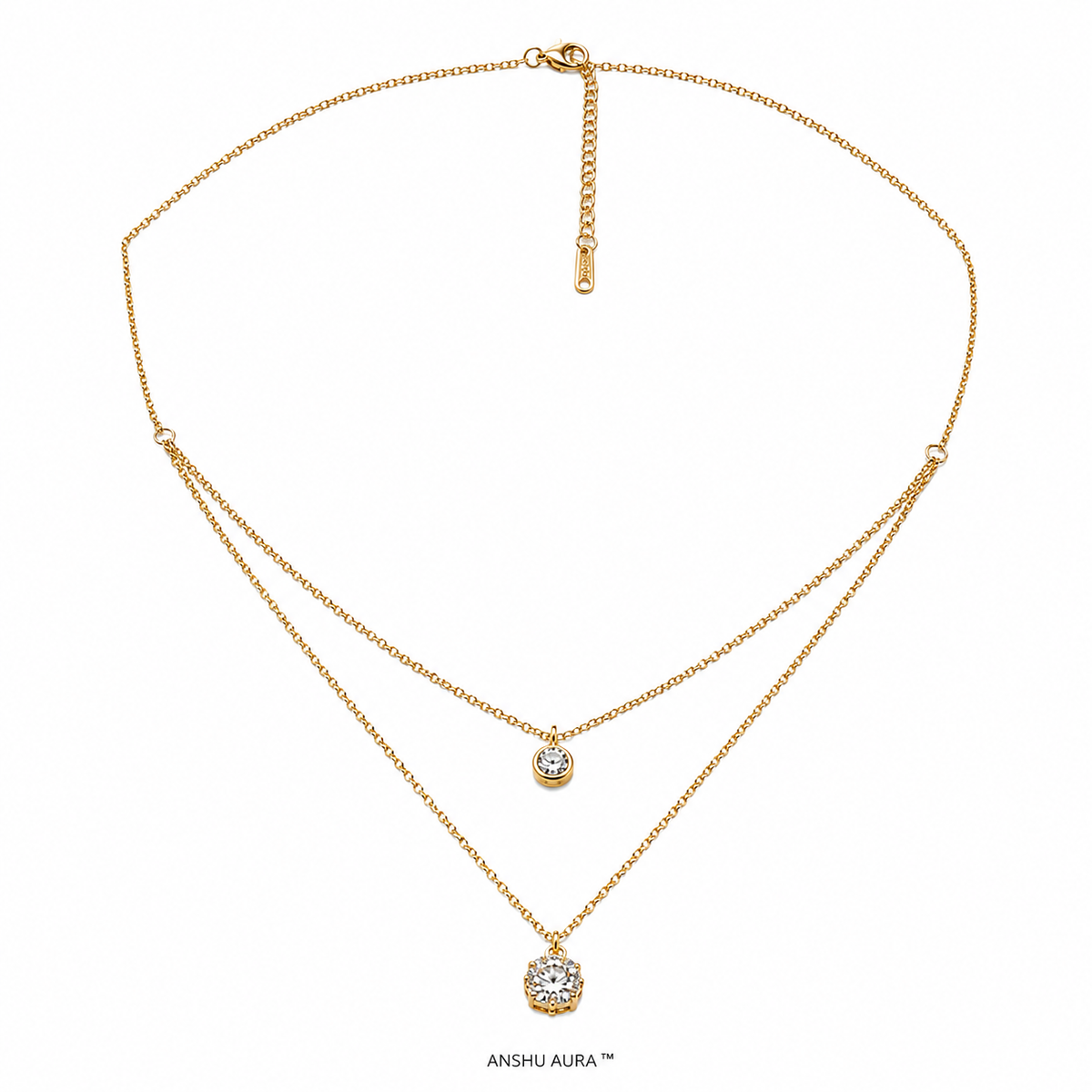 Elegant Dual-Layer CZ Pendant Necklace