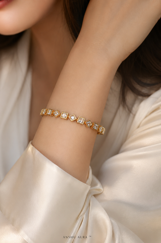 Geometric Zircon Gold Bracelet