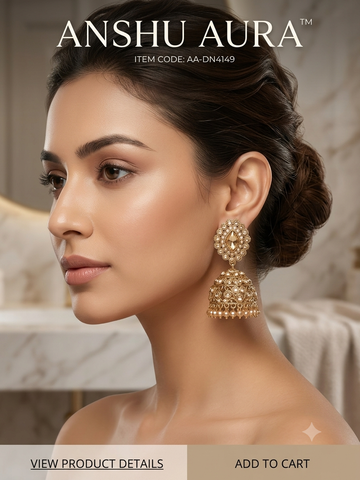 Designer Kundan Jhumka Earrings