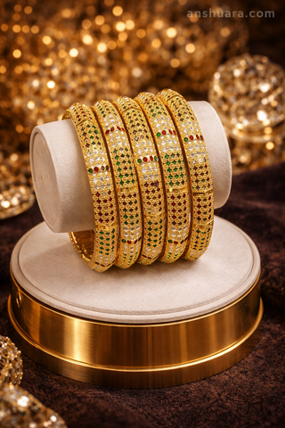 AnshuAura Royal Heritage Gold Bangles Set