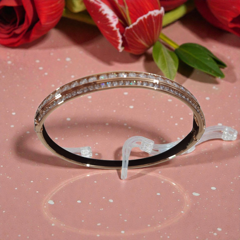 Ethereal Dual-Row Crystal Rose Gold Bangle