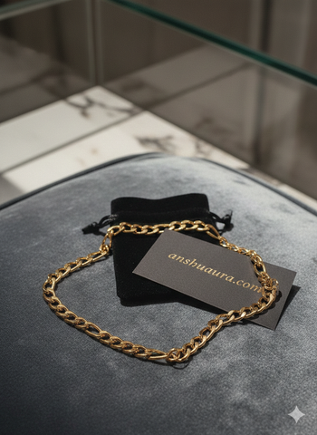 Anshuaura™ Signature 18K Gold-Plated Figaro Chain – Premium Luxury Edition