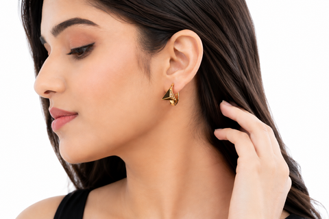 Triangle Stone Hoop Earrings