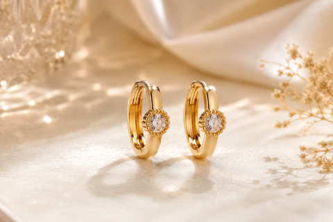 Crystal Huggie Hoop Earrings