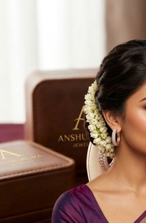 Anshuaura Divine Harmony – Premium Diamond-Studded Hoop Earrings