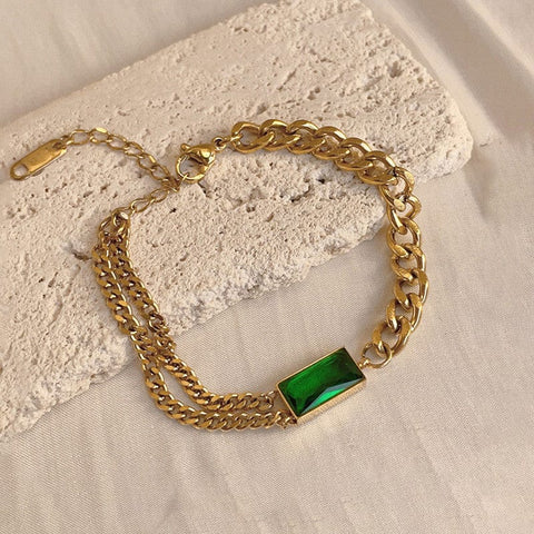Emerald Luxe Gold Chain Bracelet