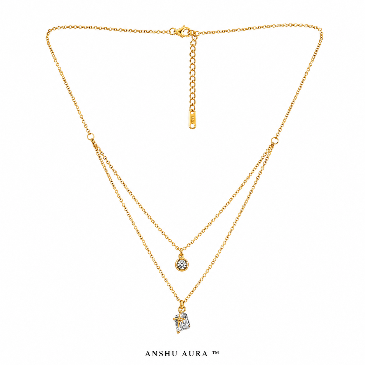 Celeste Dual-Layer Crystal Pendant Necklace
