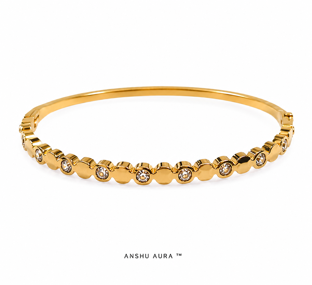Elegant Crystal Gold Bangle