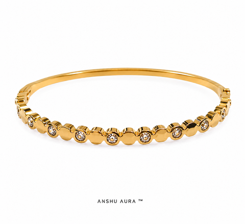 Elegant Crystal Gold Bangle