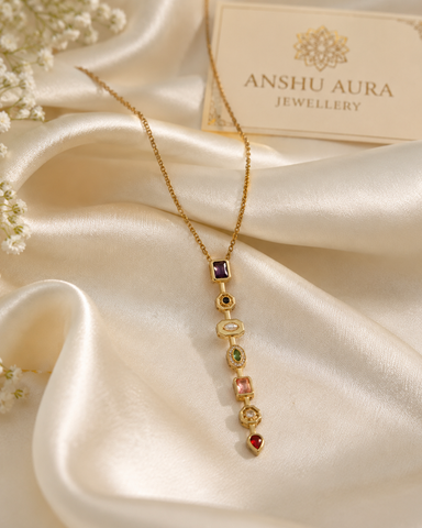 Multi Gemstone Drop Pendant