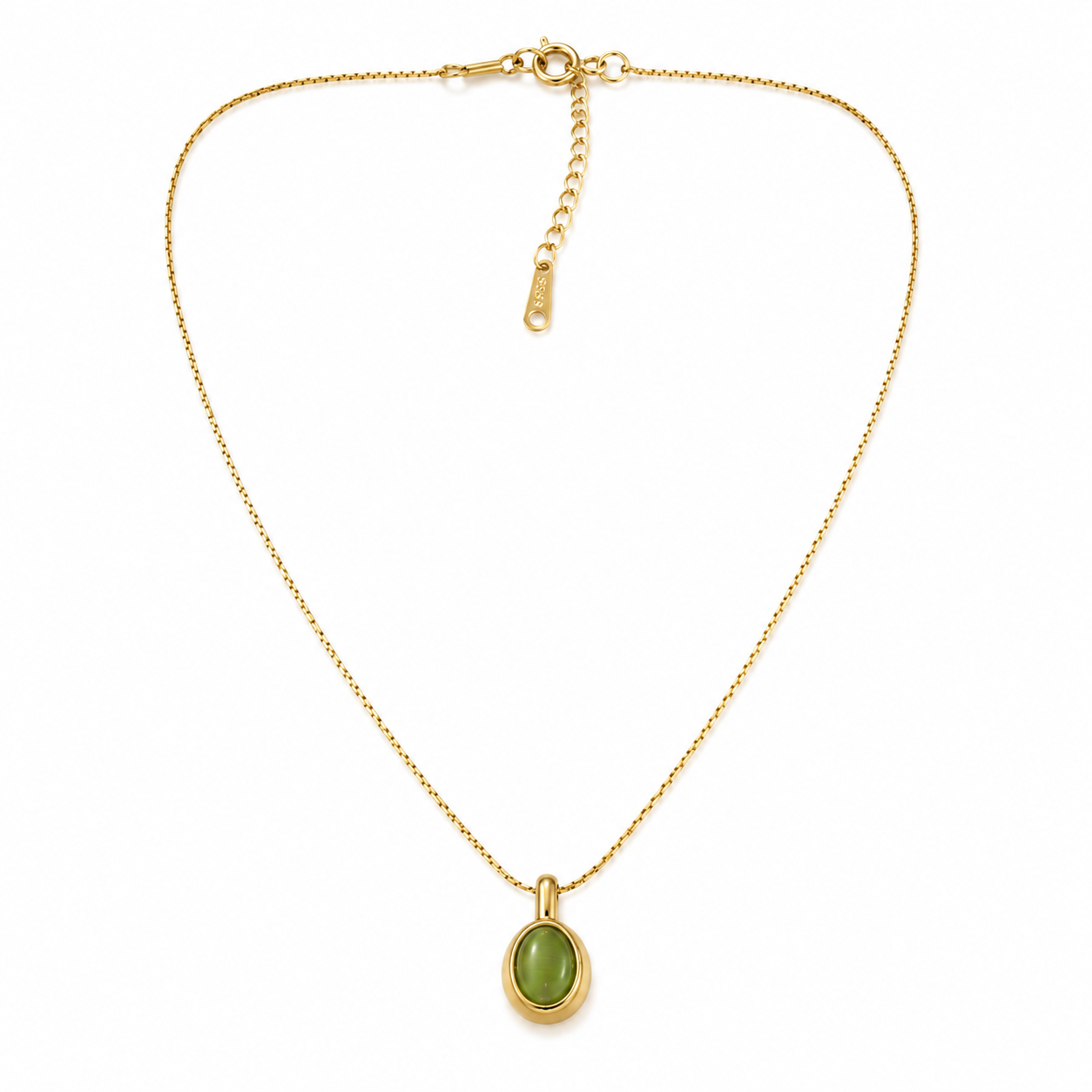 Green Cat Eye Pendant Necklace