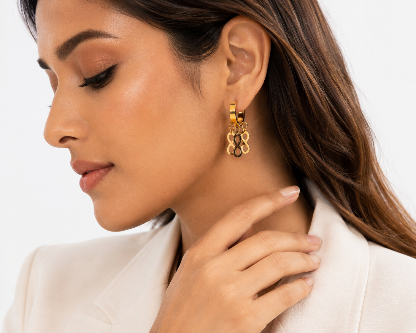 Infinity Charm Gold Hoop Earrings