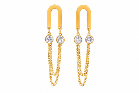Gold Crystal Chain Drop Earrings