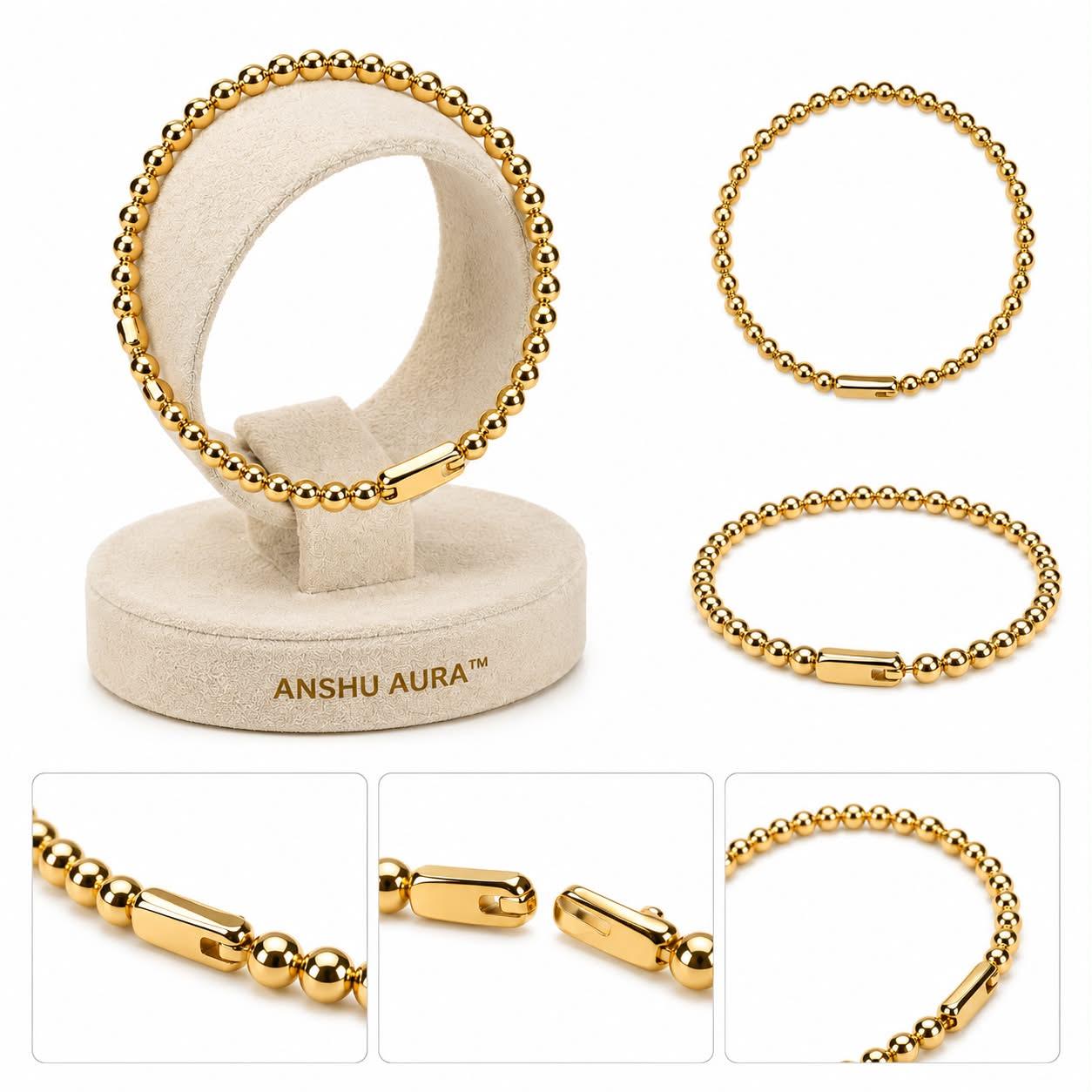 Gold Beaded Bracelet for Women | Elegant Minimalist Luxury Bracelet