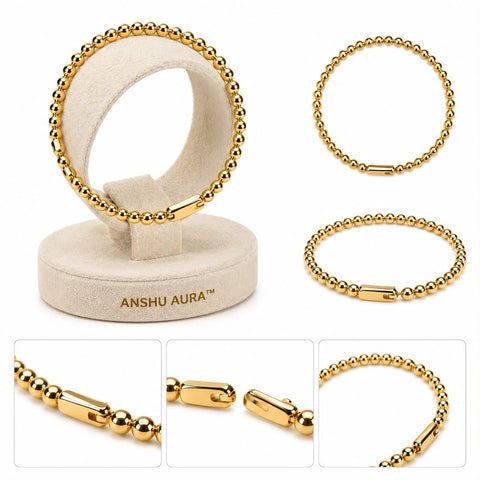 Gold Beaded Bracelet for Women | Elegant Minimalist Luxury Bracelet