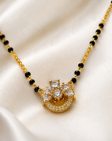 Elegant Floral Diamond-Cut Mangalsutra