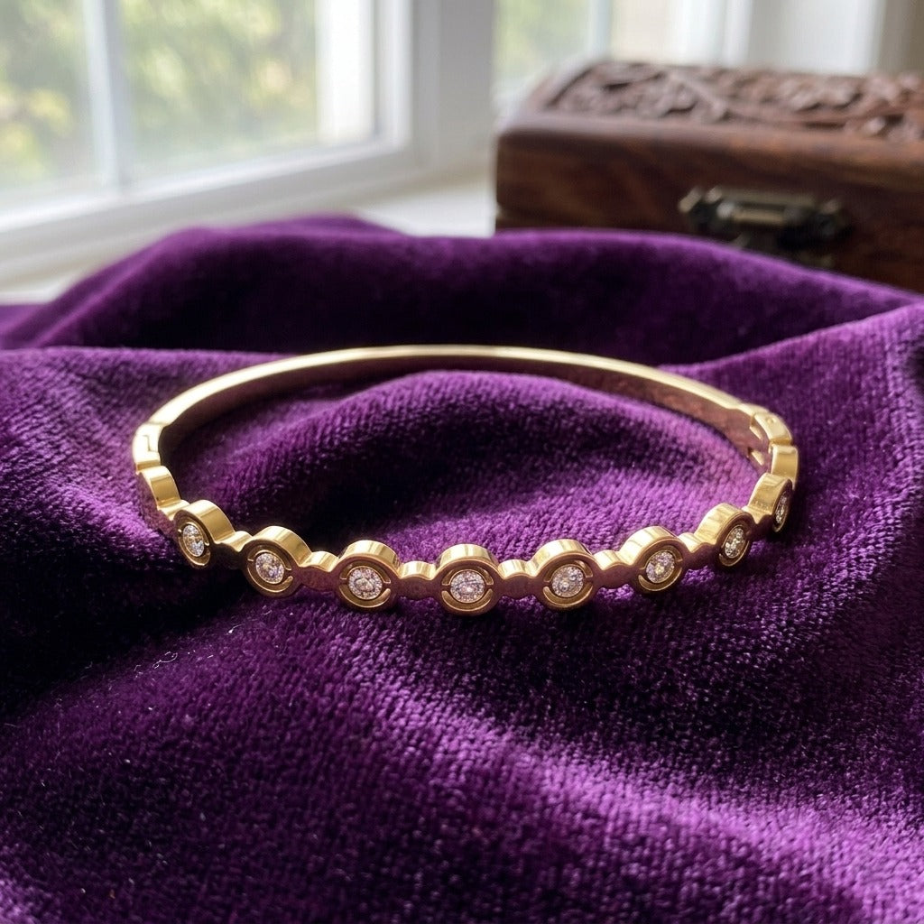 Gold-Tone CZ Studded Open