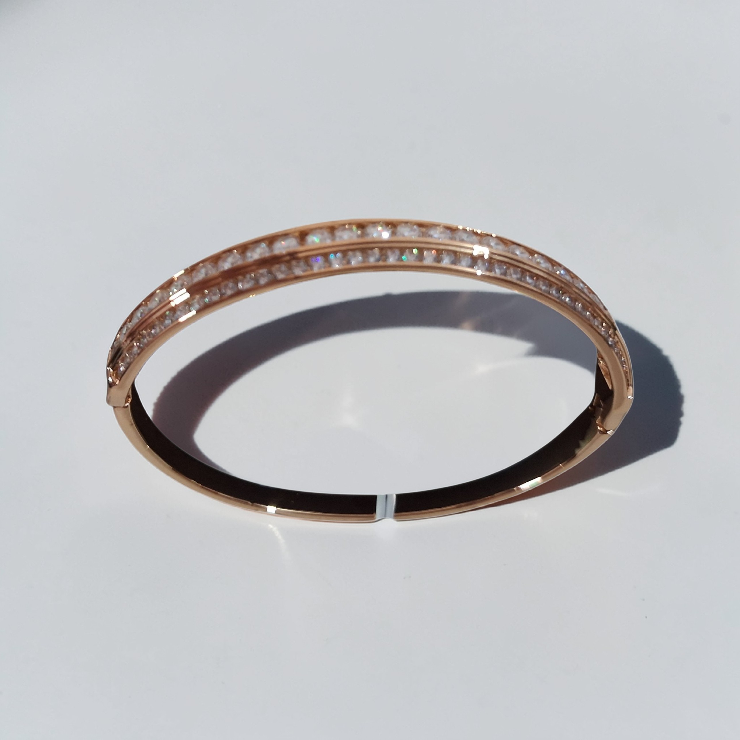 Ethereal Dual-Row Crystal Rose Gold Bangle