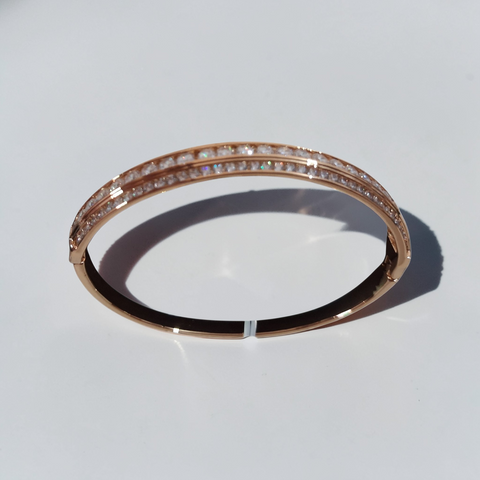 Ethereal Dual-Row Crystal Rose Gold Bangle