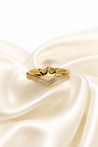 Royal Crown V-Shaped Sparkle Ring