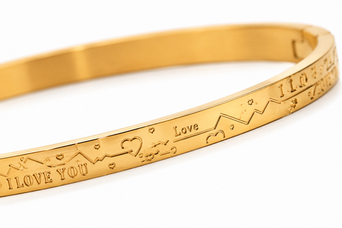 Love Engraved Gold Bangle