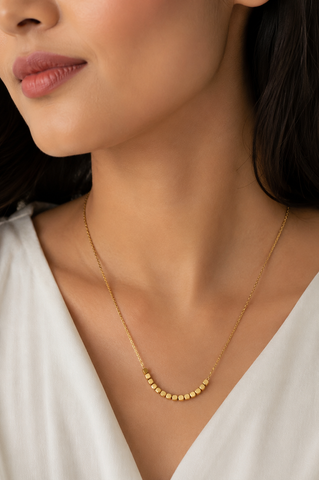 Gold Bead Minimalist Necklace for Women