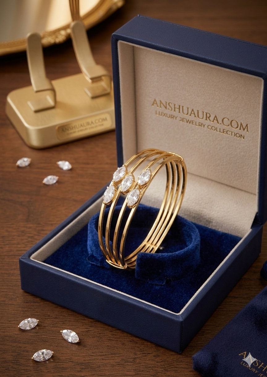 Anshuaura | Exquisite Multi-Strand Marquise Diamond Bangle