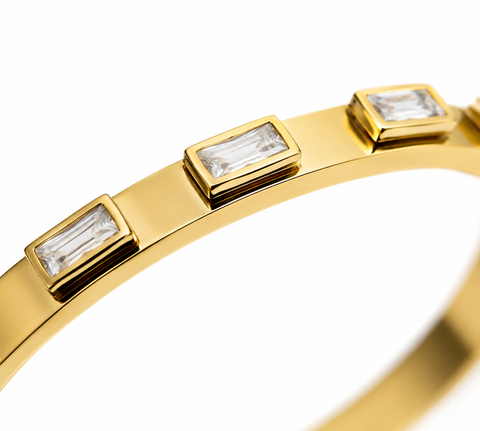 Geometric Crystal Gold Bangle