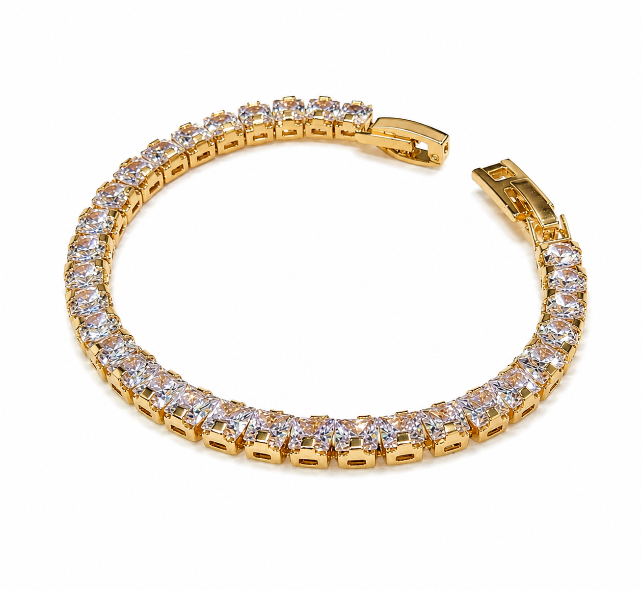Luxury Gold-Tone Crystal Tennis Bracelet