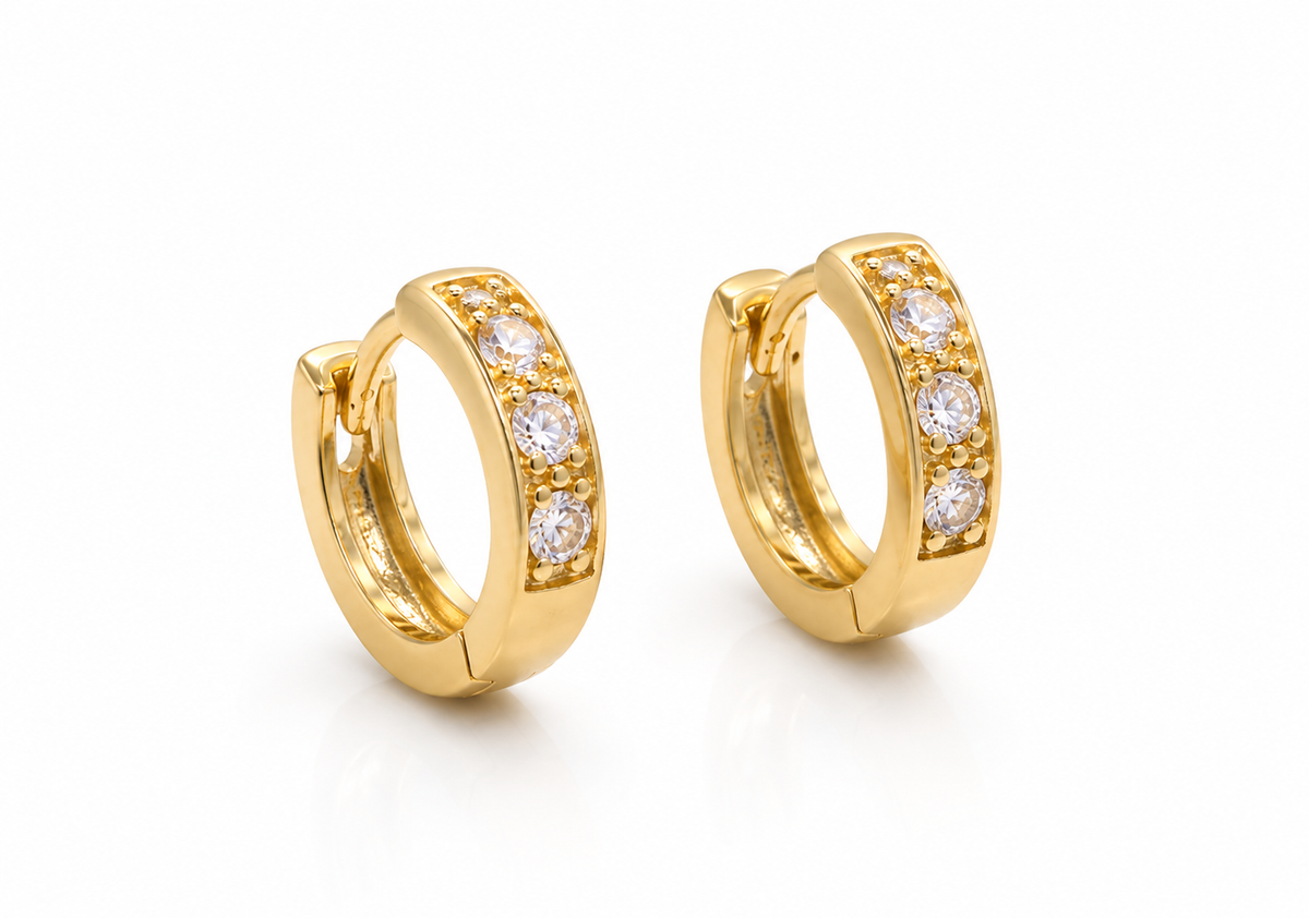 Gold Pavé Huggie Hoop Earrings
