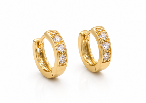 Gold Pavé Huggie Hoop Earrings