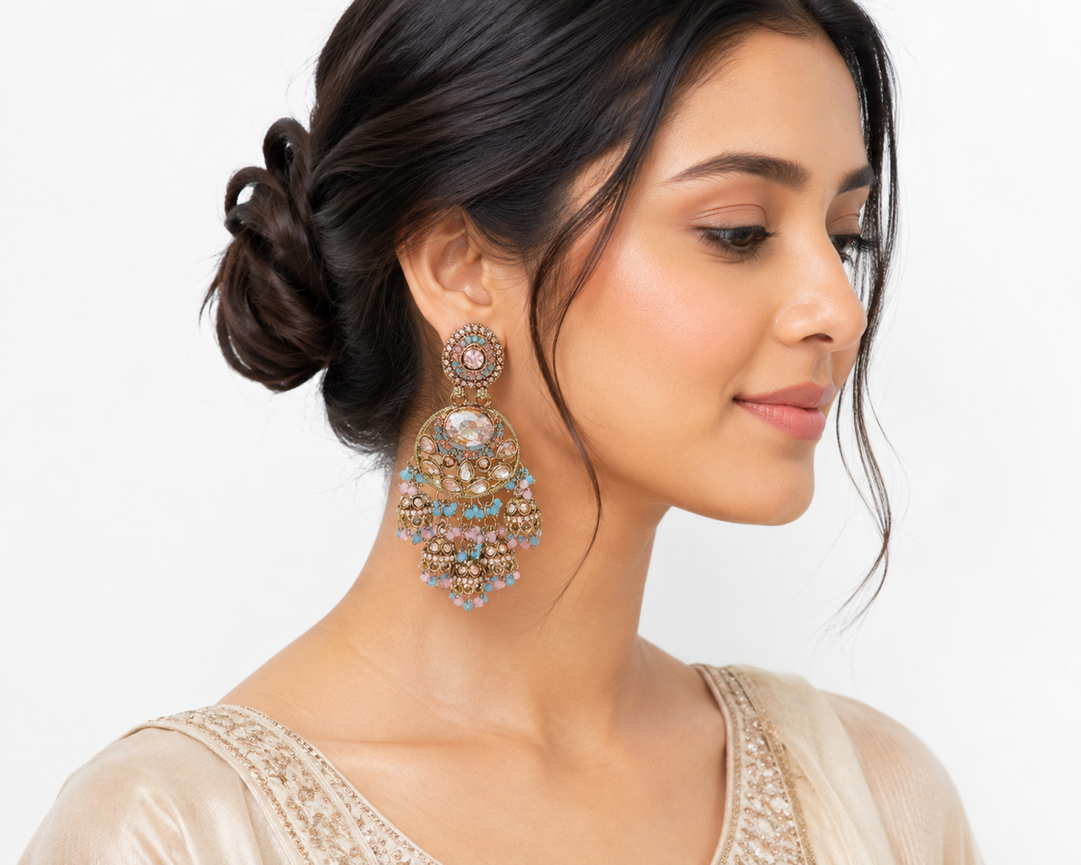 Pastel Stone Chandelier Earrings