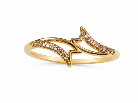 Golden Pavé Chevron Ring – Elegant Statement Ring