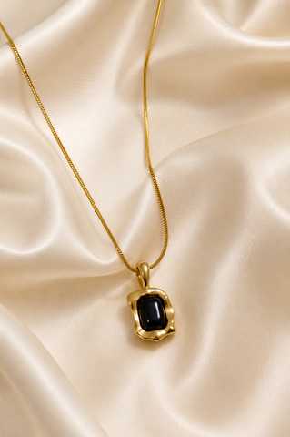 Black Onyx Gold Pendant