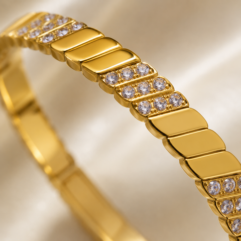 Golden Radiance Crystal Anti-Tarnish Bracelet
