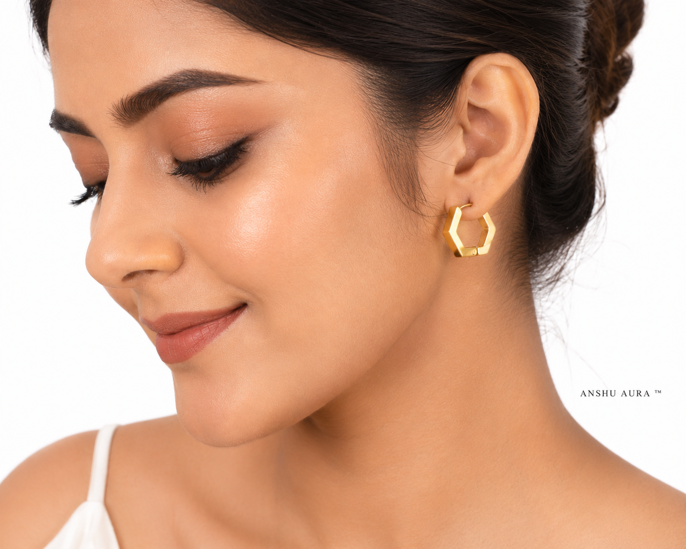 Hexa Gold Hoop Earrings