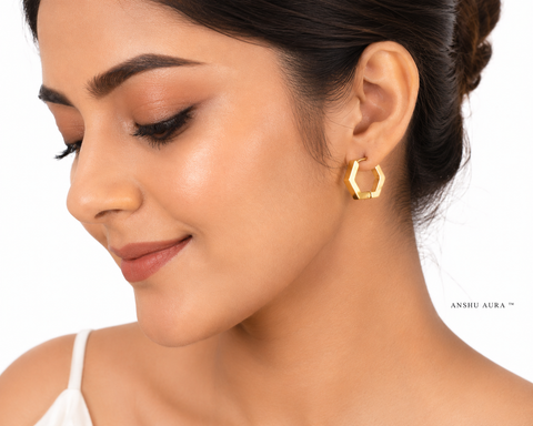 Hexa Gold Hoop Earrings