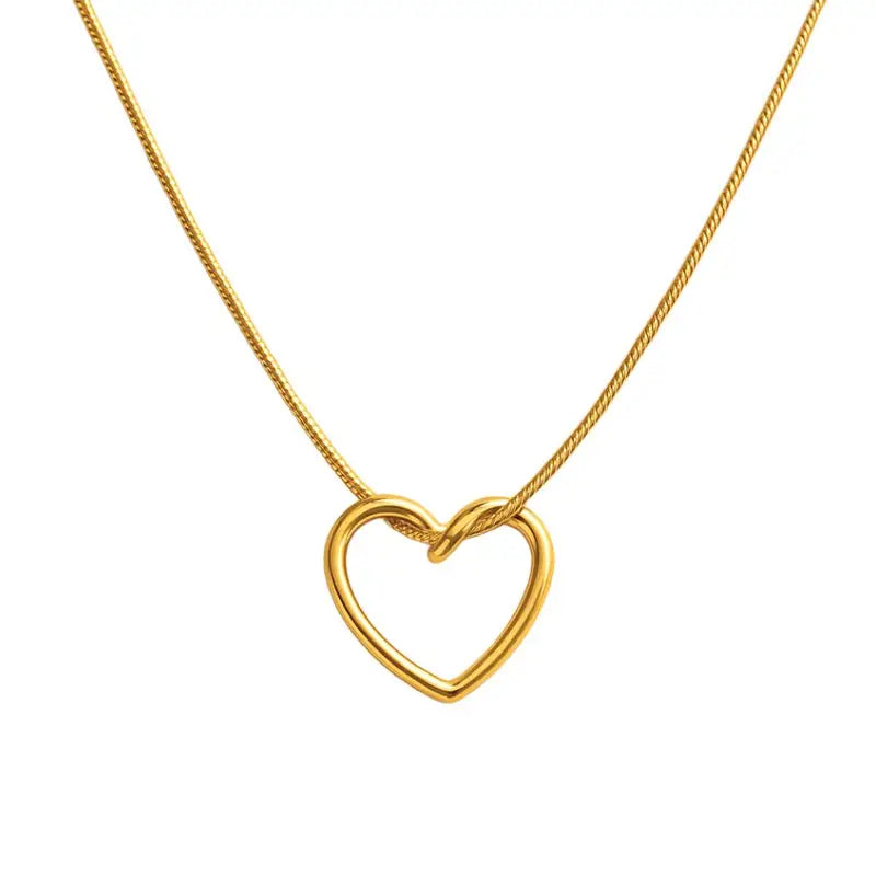 ANSHU AURA JEWELLERY™ Heart Pendant Necklace for Women | 18K Gold Plated | Premium Stainless Steel | Minimalist Daily Wear Chain