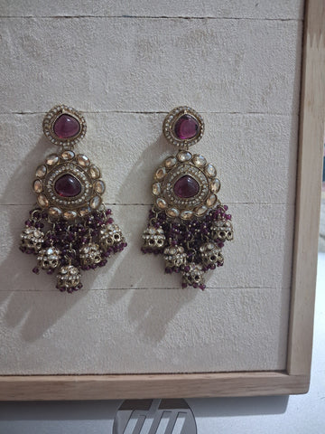 Navrang Premium Kundan & Bead Drop Jhumka Earrings (Available in 12 Shades)