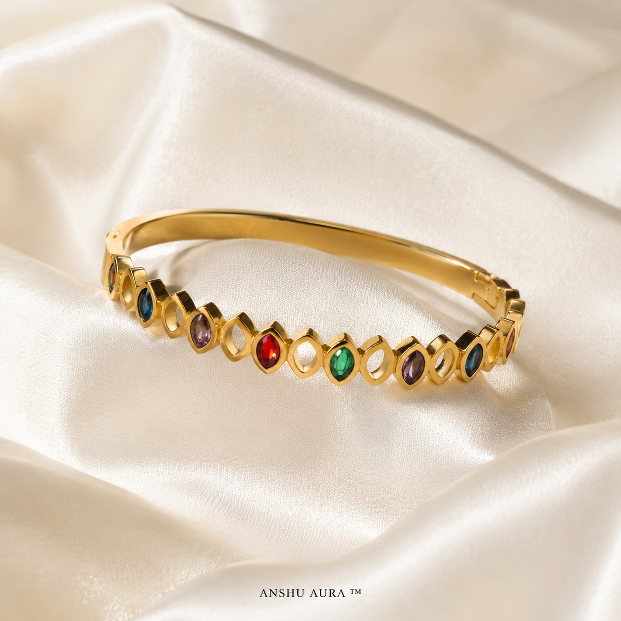 Aurora Multicolor Gemstone Gold Bracelet