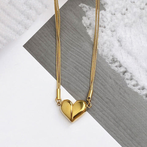 Magnetic Eternal Heart Pendant Necklace - Anti-Tarnish Multi-Strand Luxury Wear