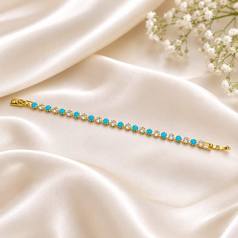 Turquoise & Cubic Zirconia Tennis Bracelet