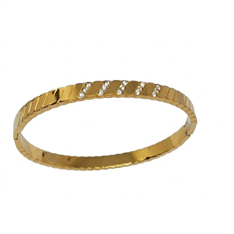 Gold-Tone Crystal Accent Textured