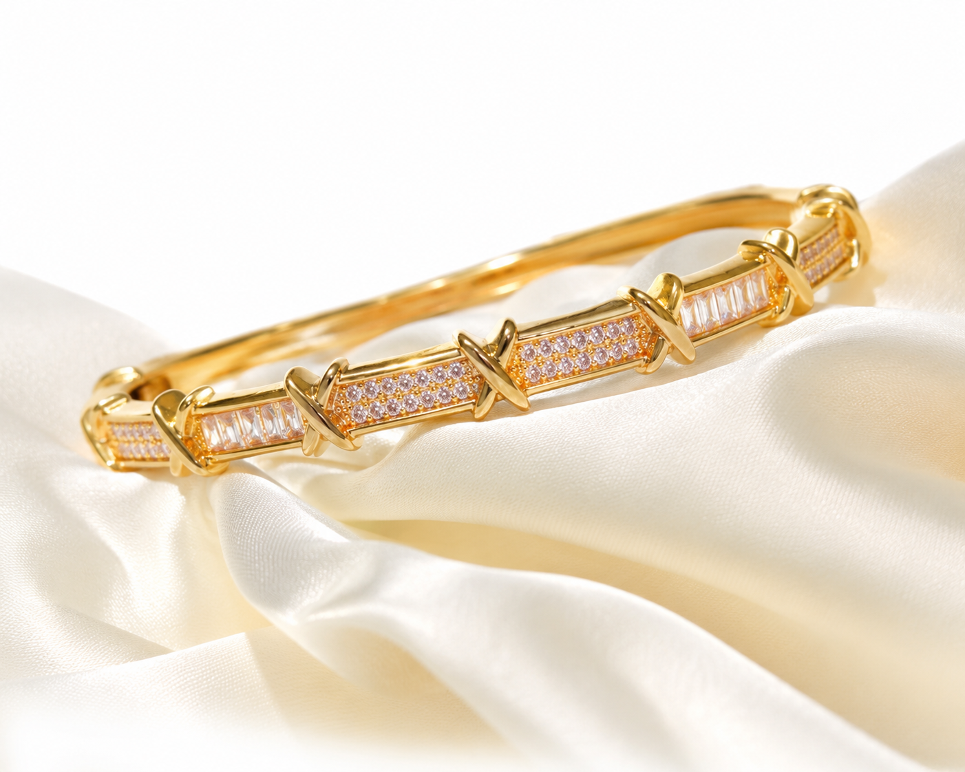 Luxury Gold Plated Crystal Cuff Bracelet