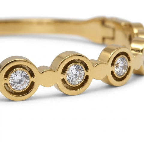 Gold-Tone CZ Studded Open