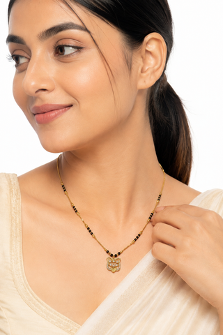 Elegant Black Beaded Gold Mangalsutra