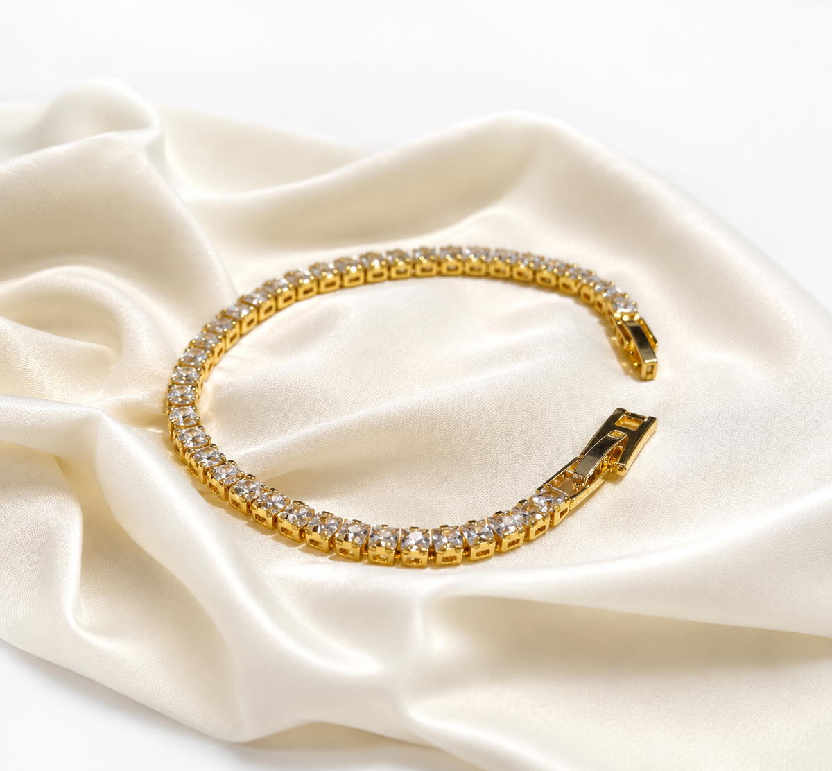 Gold Square-Cut Tennis Bracelet