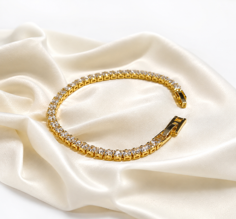 Gold Square-Cut Tennis Bracelet